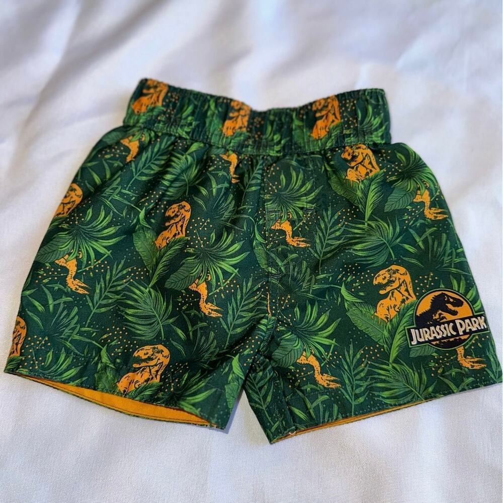 Jurassic park toddler swim trunks dinosaurs t-rex with liner Sz 12m